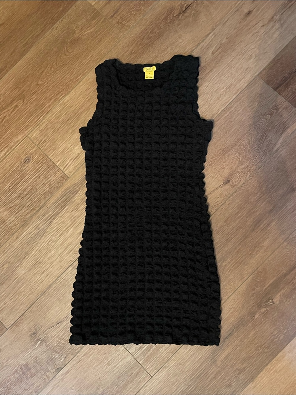 Daisy Black Textured Sleeveless Mini Dress